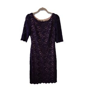 Dress Barn Collection‎ Floral Lace Dress Purple, Size 6, BodyCon
